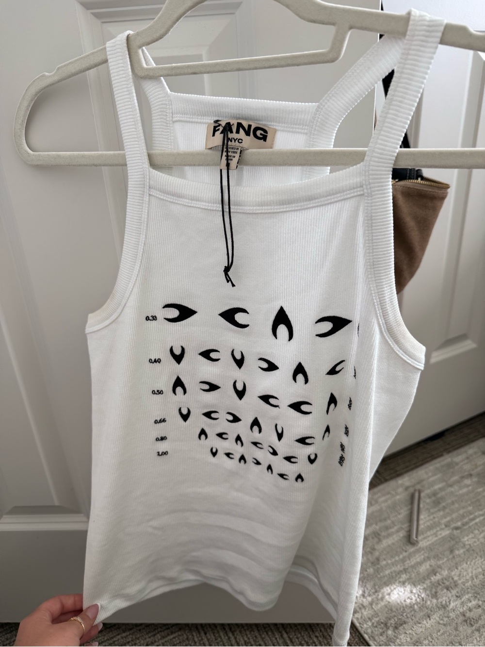 FANG Kids White Ribbed Graphic Tank Top with Black Eye Chart Print